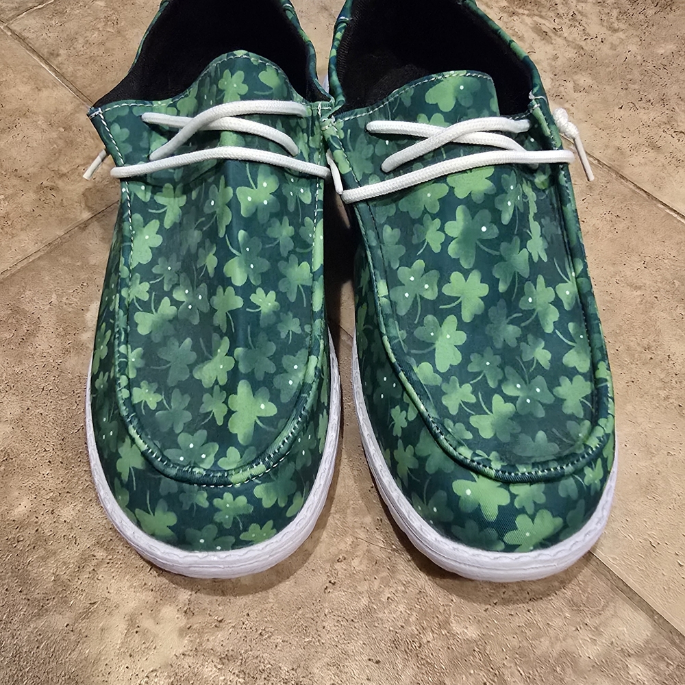 Green Shamrock Patterned Shoes